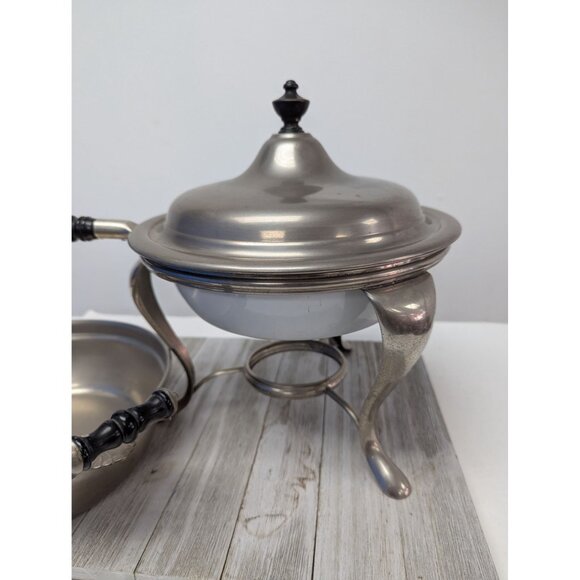 Vintage Manning Bowman Chafing Dishes With Lid Insert Dish And Stand Marked - Picture 2 of 12